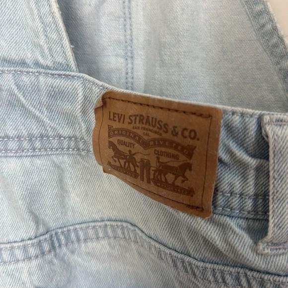 Levi's LITTLE GIRLS DENIM SHORTALLS Blue Denim Overalls with Colorful Straps - Picture 8 of 11